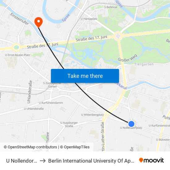 U Nollendorfplatz to Berlin International University Of Applied Sciences map