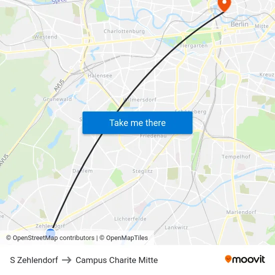 S Zehlendorf to Campus Charite Mitte map