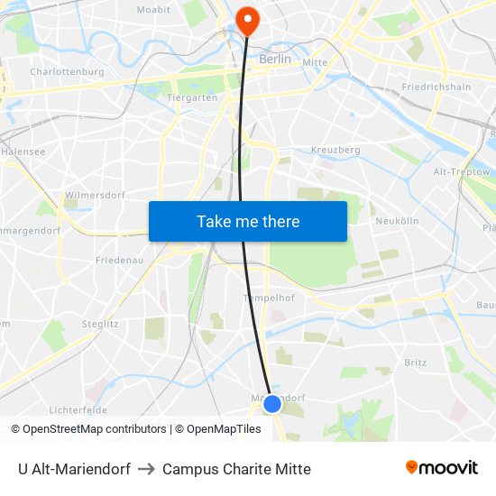 U Alt-Mariendorf to Campus Charite Mitte map