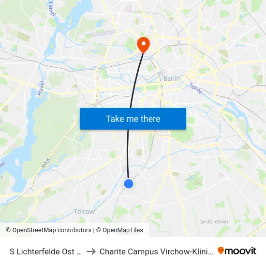 S Lichterfelde Ost Bhf to Charite Campus Virchow-Klinikum map