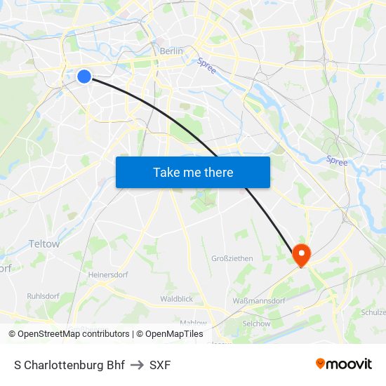 S Charlottenburg Bhf to SXF map