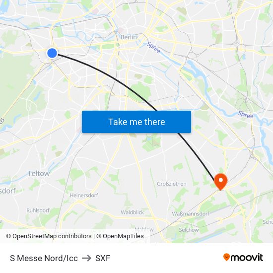 S Messe Nord/Icc to SXF map