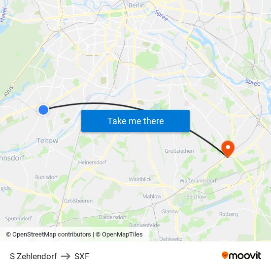 S Zehlendorf to SXF map