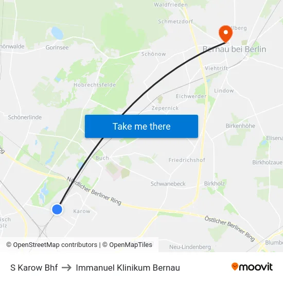 S Karow Bhf to Immanuel Klinikum Bernau map
