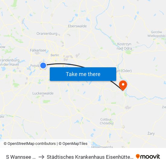 S Wannsee Bhf to Städtisches Krankenhaus Eisenhüttenstadt map