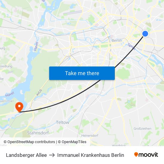 Landsberger Allee to Immanuel Krankenhaus Berlin map