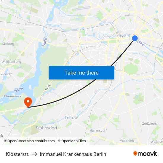 Klosterstr. to Immanuel Krankenhaus Berlin map