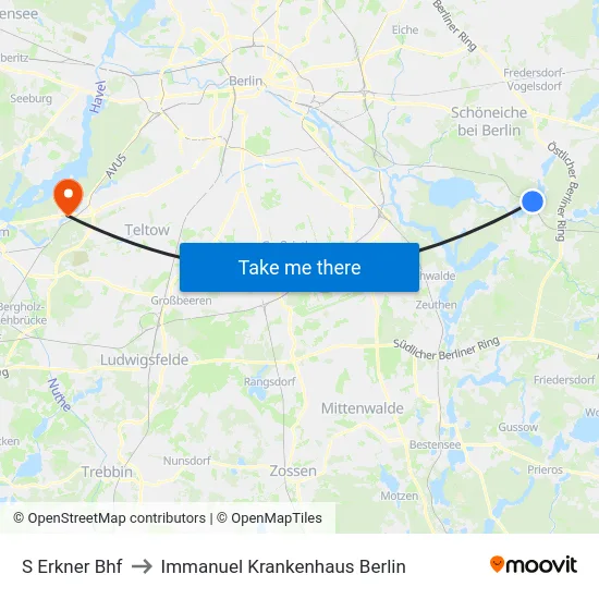 S Erkner Bhf to Immanuel Krankenhaus Berlin map