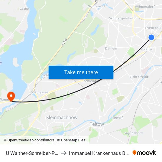 U Walther-Schreiber-Platz to Immanuel Krankenhaus Berlin map