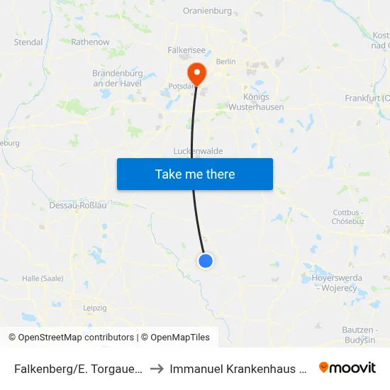 Falkenberg/E. Torgauer Str. to Immanuel Krankenhaus Berlin map