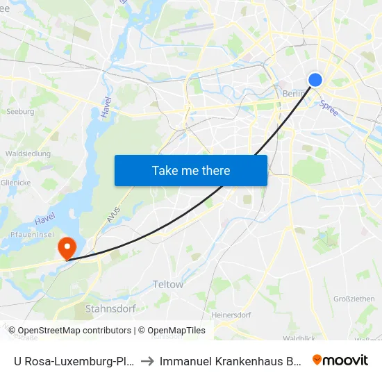 U Rosa-Luxemburg-Platz to Immanuel Krankenhaus Berlin map