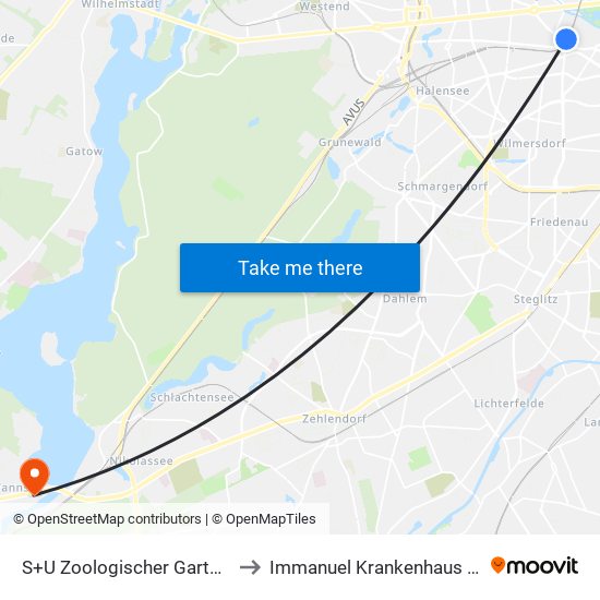 S+U Zoologischer Garten Bhf to Immanuel Krankenhaus Berlin map