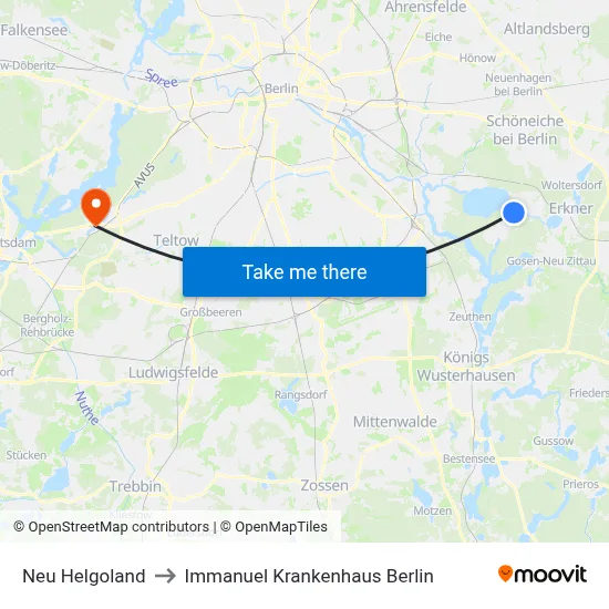 Neu Helgoland to Immanuel Krankenhaus Berlin map