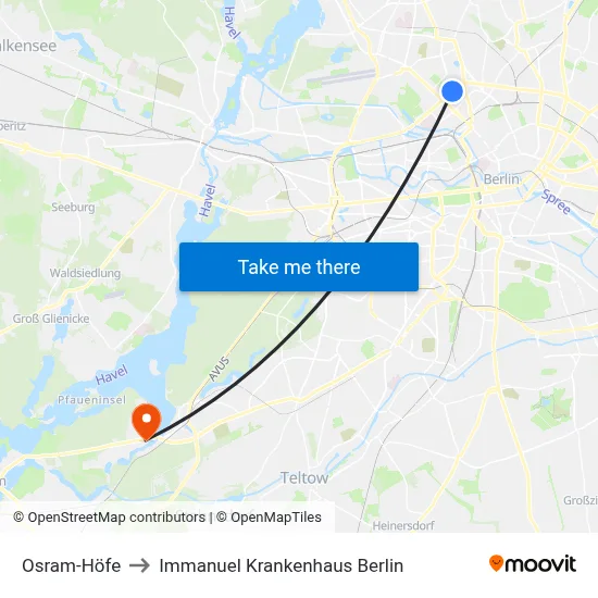 Osram-Höfe to Immanuel Krankenhaus Berlin map