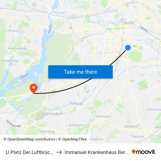 U Platz Der Luftbrücke to Immanuel Krankenhaus Berlin map