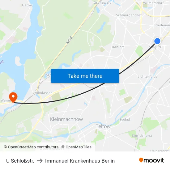 U Schloßstr. to Immanuel Krankenhaus Berlin map
