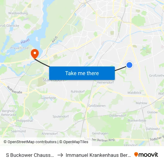 S Buckower Chaussee to Immanuel Krankenhaus Berlin map