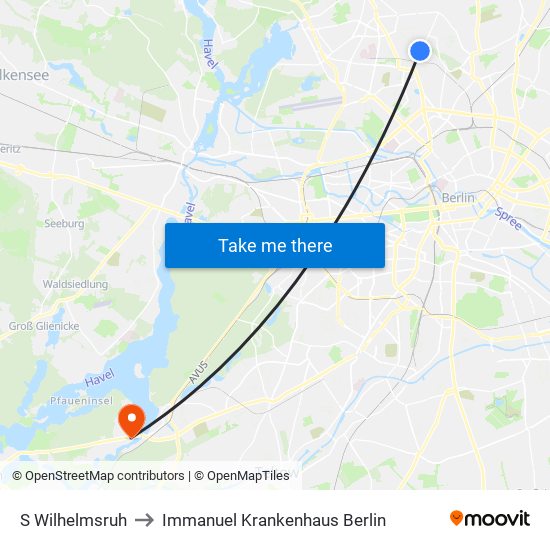 S Wilhelmsruh to Immanuel Krankenhaus Berlin map