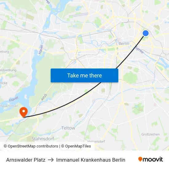Arnswalder Platz to Immanuel Krankenhaus Berlin map