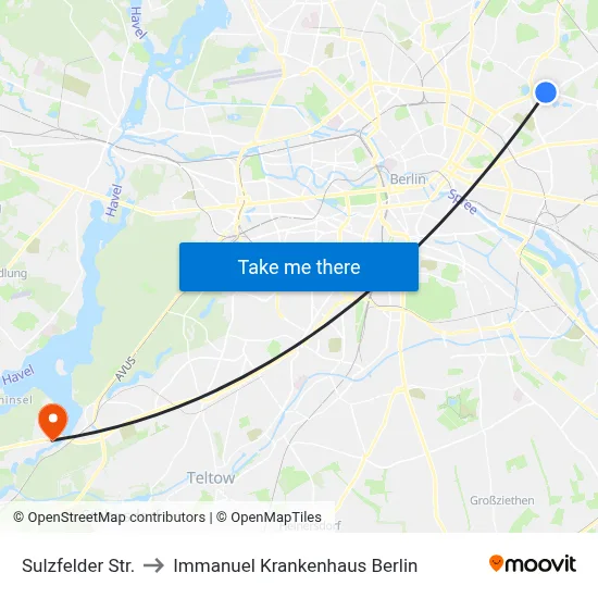 Sulzfelder Str. to Immanuel Krankenhaus Berlin map