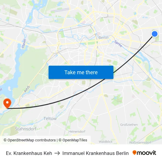 Ev. Krankenhaus Keh to Immanuel Krankenhaus Berlin map