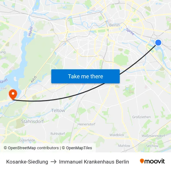 Kosanke-Siedlung to Immanuel Krankenhaus Berlin map