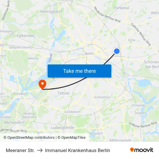 Meeraner Str. to Immanuel Krankenhaus Berlin map