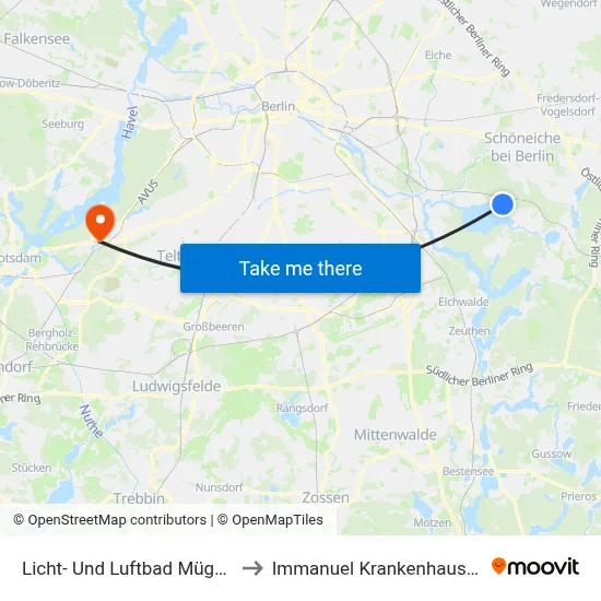 Licht- Und Luftbad Müggelsee to Immanuel Krankenhaus Berlin map