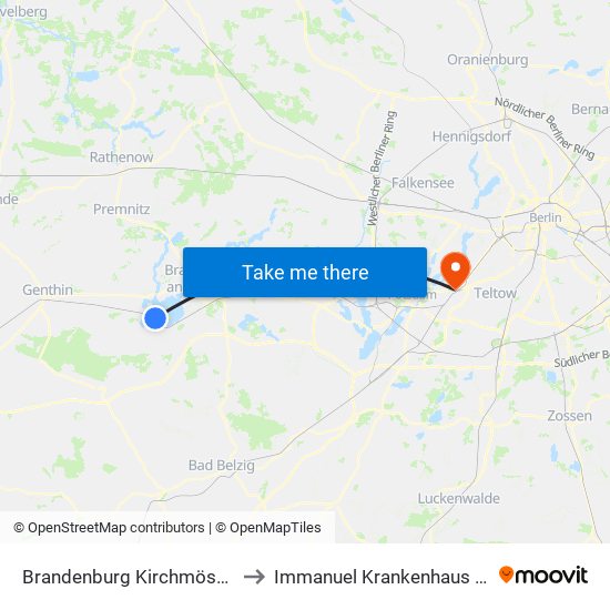 Brandenburg Kirchmöser Bhf to Immanuel Krankenhaus Berlin map