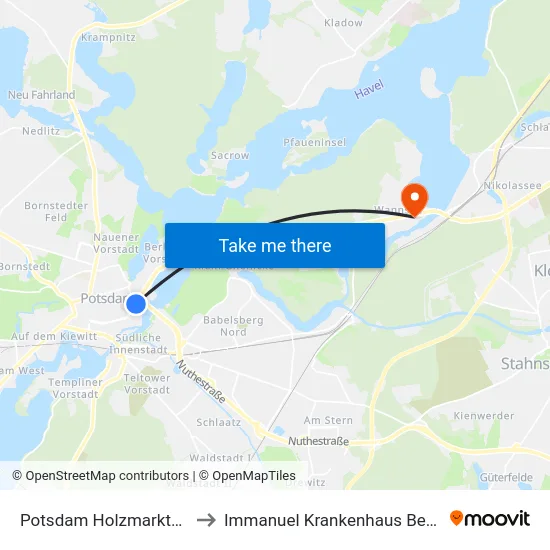 Potsdam Holzmarktstr. to Immanuel Krankenhaus Berlin map