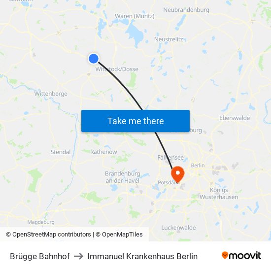 Brügge Bahnhof to Immanuel Krankenhaus Berlin map