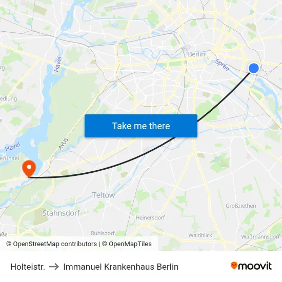 Holteistr. to Immanuel Krankenhaus Berlin map