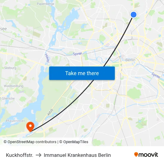 Kuckhoffstr. to Immanuel Krankenhaus Berlin map