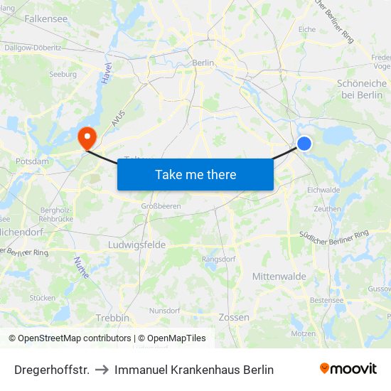 Dregerhoffstr. to Immanuel Krankenhaus Berlin map