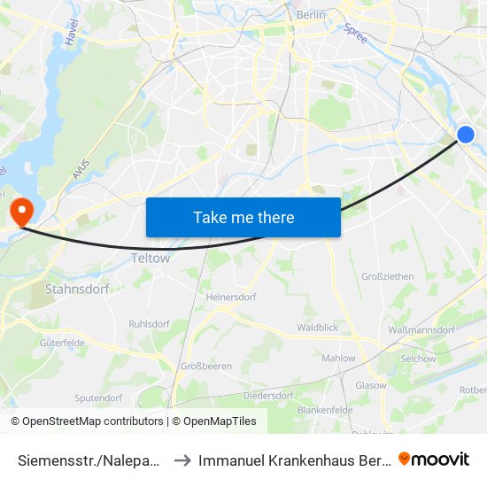 Siemensstr./Nalepastr. to Immanuel Krankenhaus Berlin map