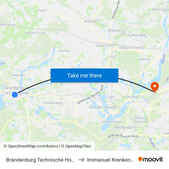 Brandenburg Technische Hochschule / Thb to Immanuel Krankenhaus Berlin map