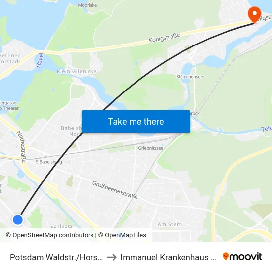 Potsdam Waldstr./Horstweg to Immanuel Krankenhaus Berlin map