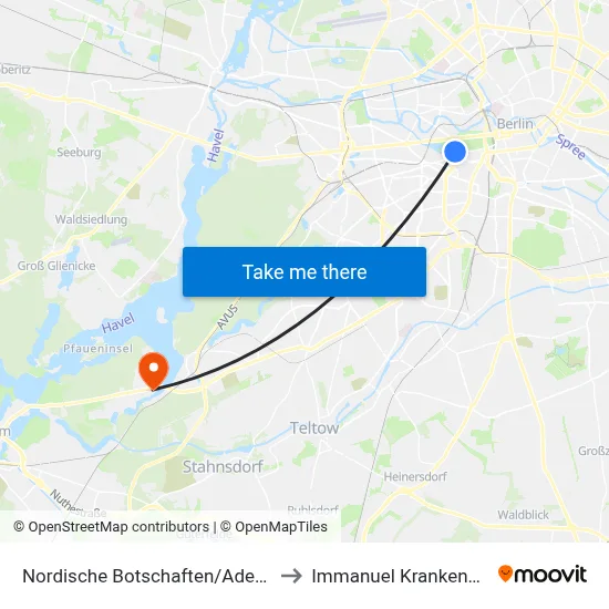 Nordische Botschaften/Adenauer-Stiftung to Immanuel Krankenhaus Berlin map