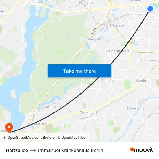 Hertzallee to Immanuel Krankenhaus Berlin map