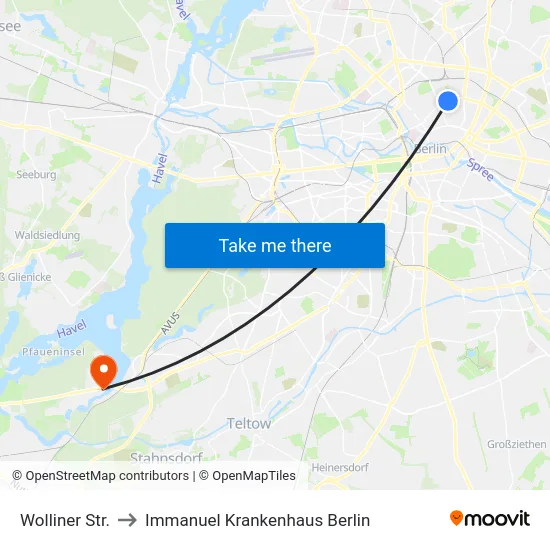 Wolliner Str. to Immanuel Krankenhaus Berlin map
