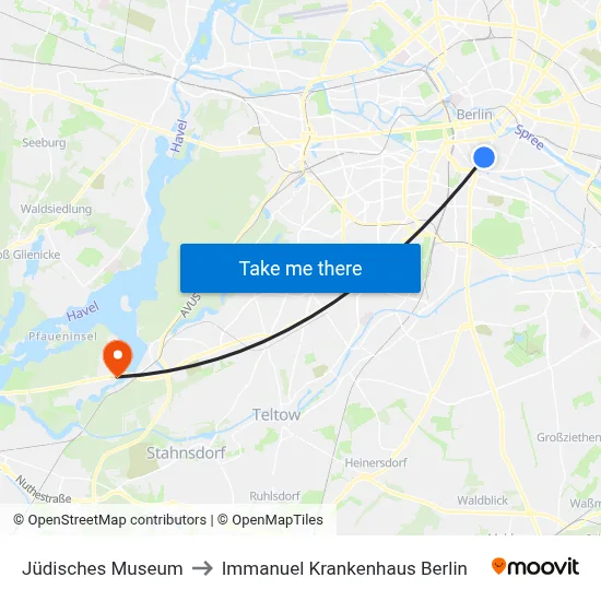 Jüdisches Museum to Immanuel Krankenhaus Berlin map