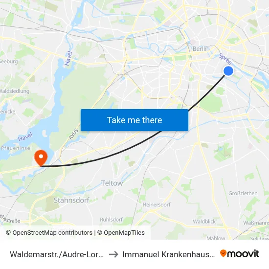 Waldemarstr./Audre-Lorde-Str. to Immanuel Krankenhaus Berlin map