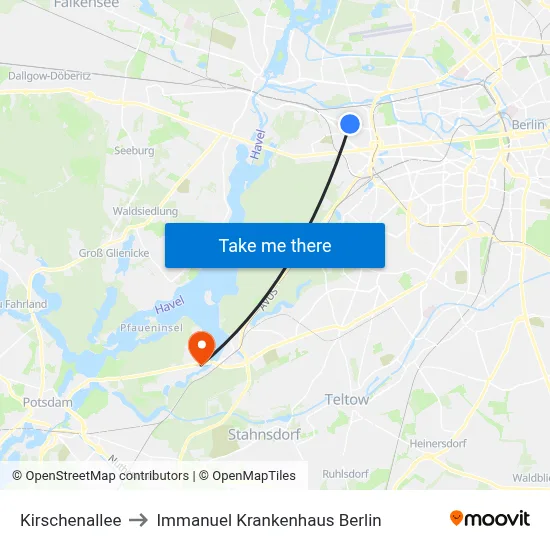 Kirschenallee to Immanuel Krankenhaus Berlin map