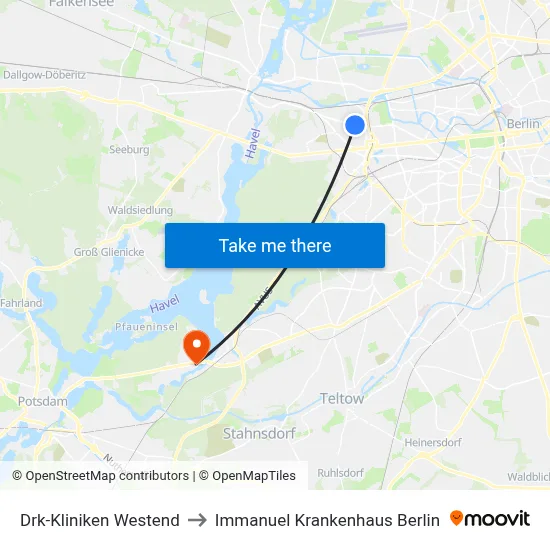 Drk-Kliniken Westend to Immanuel Krankenhaus Berlin map