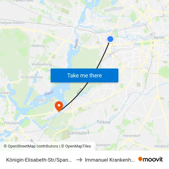 Königin-Elisabeth-Str/Spandauer Damm to Immanuel Krankenhaus Berlin map