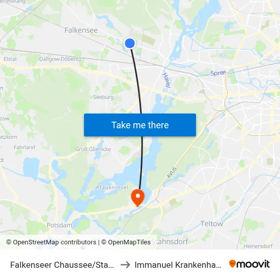 Falkenseer Chaussee/Stadtrandstr. to Immanuel Krankenhaus Berlin map