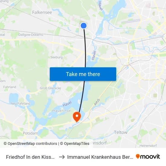 Friedhof In den Kisseln to Immanuel Krankenhaus Berlin map