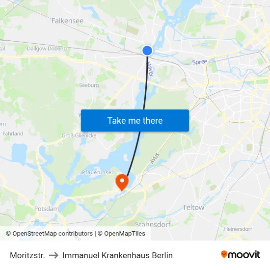 Moritzstr. to Immanuel Krankenhaus Berlin map