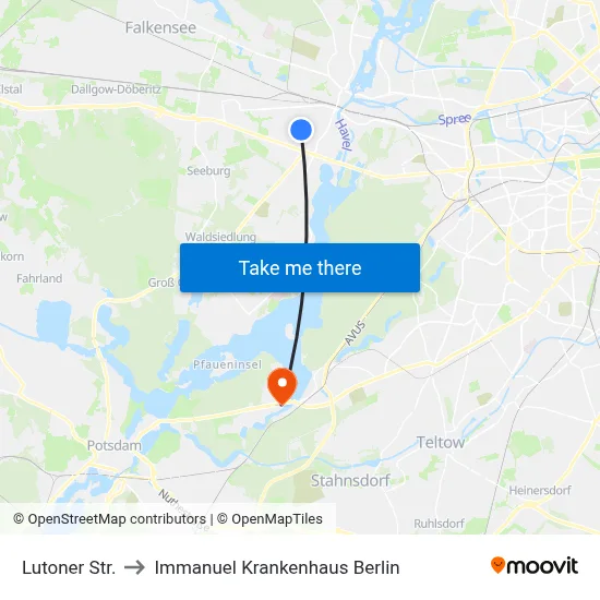 Lutoner Str. to Immanuel Krankenhaus Berlin map
