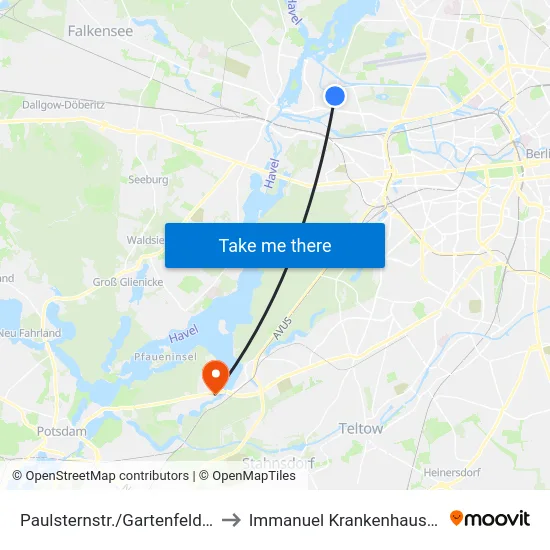 Paulsternstr./Gartenfelder Str. to Immanuel Krankenhaus Berlin map